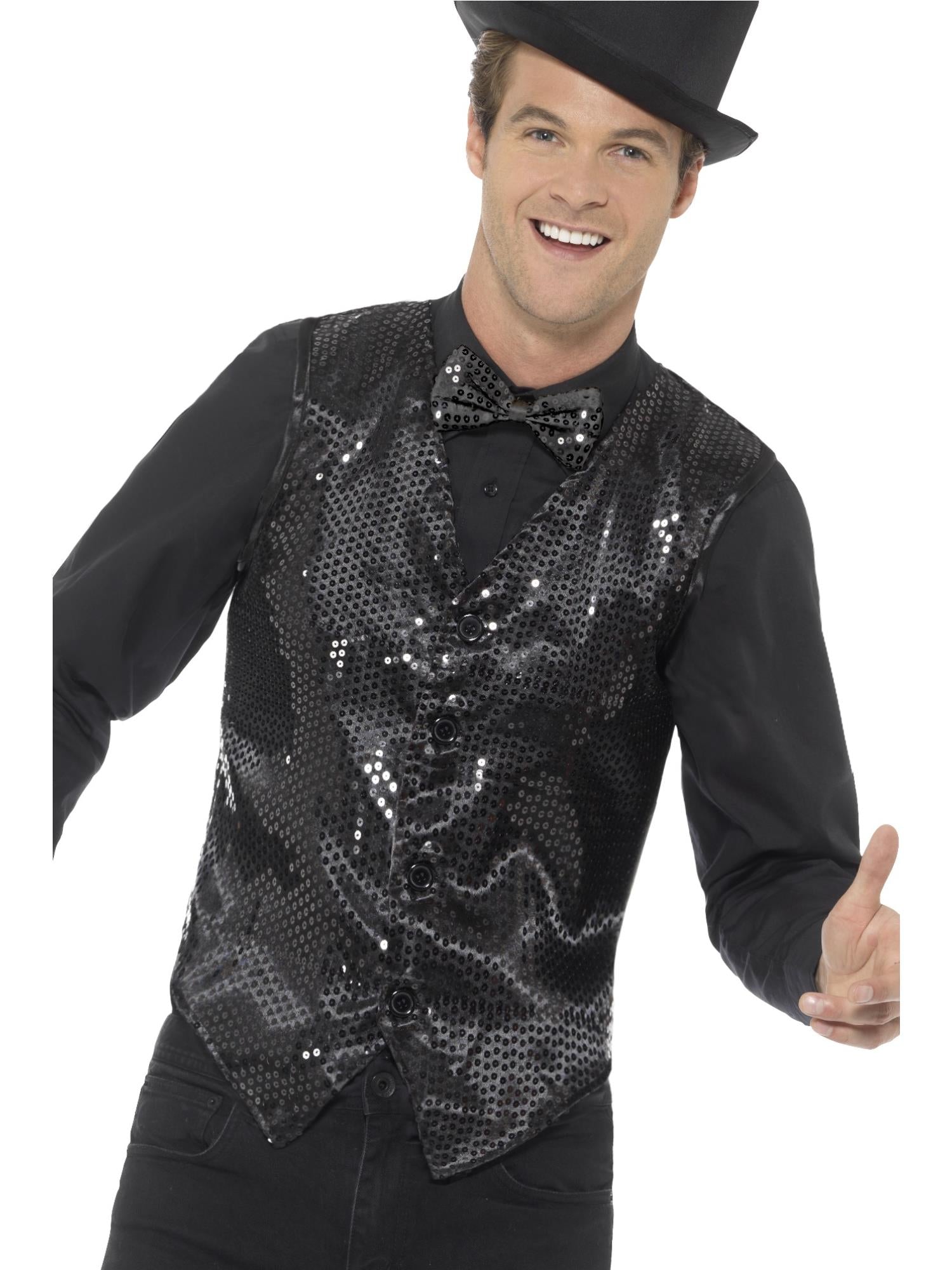 WAISTCOAT - BLACK SEQUIN, ADULT
