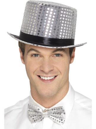 TOP HAT SILVER SEQUIN, ADULT