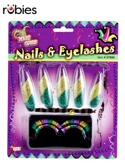 MARDI GRAS NAILS AND LASHES SET