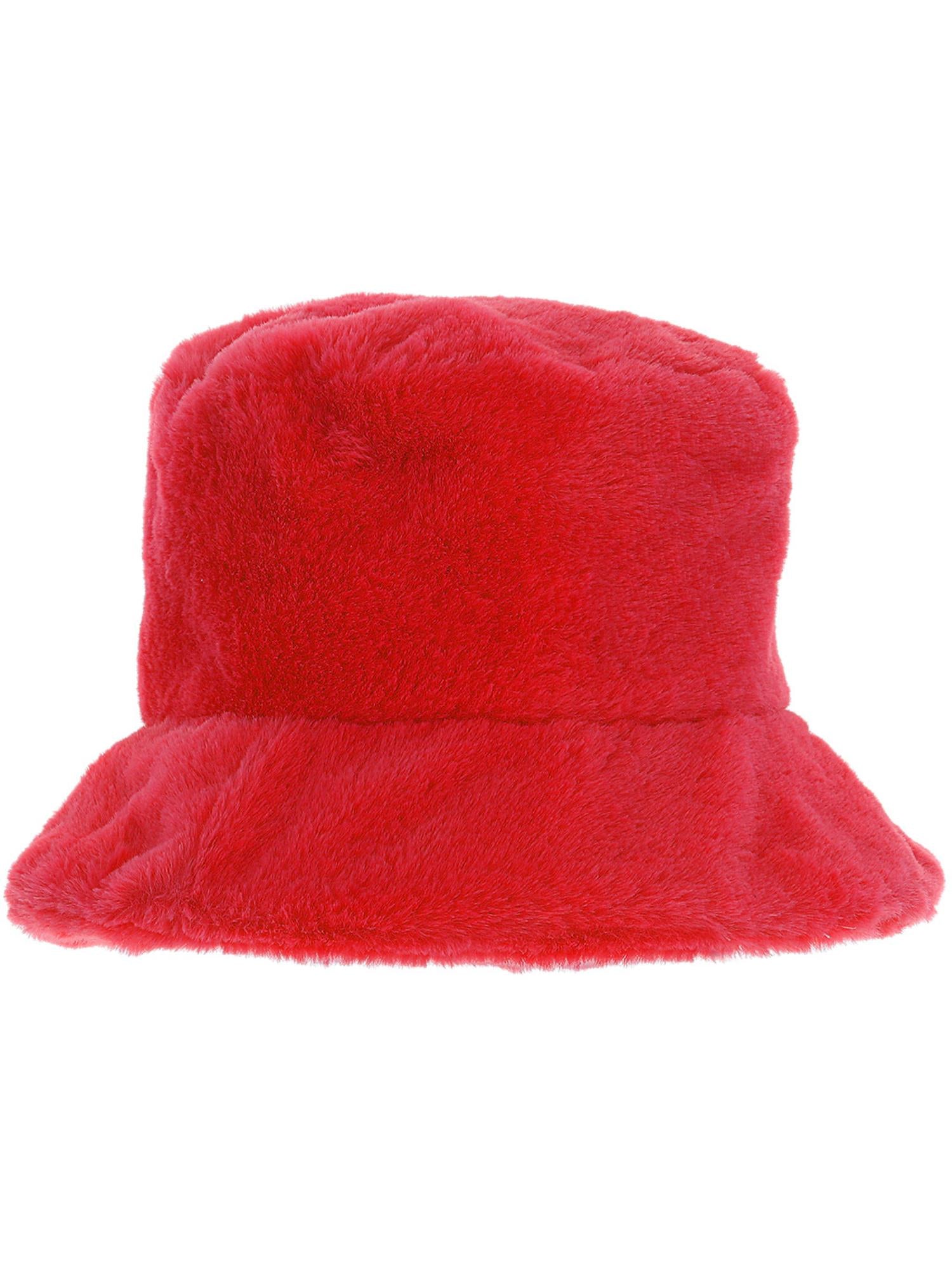 90S RED FUR BUCKET HAT, ADULT - Image 2