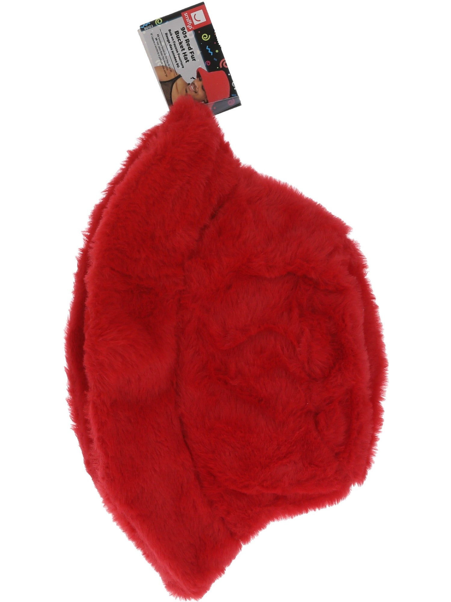 90S RED FUR BUCKET HAT, ADULT - Image 3