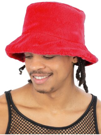 90S RED FUR BUCKET HAT, ADULT
