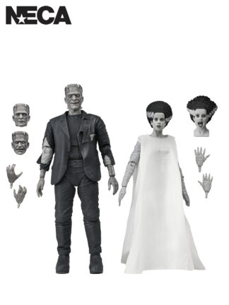 UNIVERSAL MONSTERS X BRIDE OF FRANKENSTEIN 90TH ANNIVERSARY - THE MONSTER & HIS MATE 2PK 7" FIGURES (B&W)