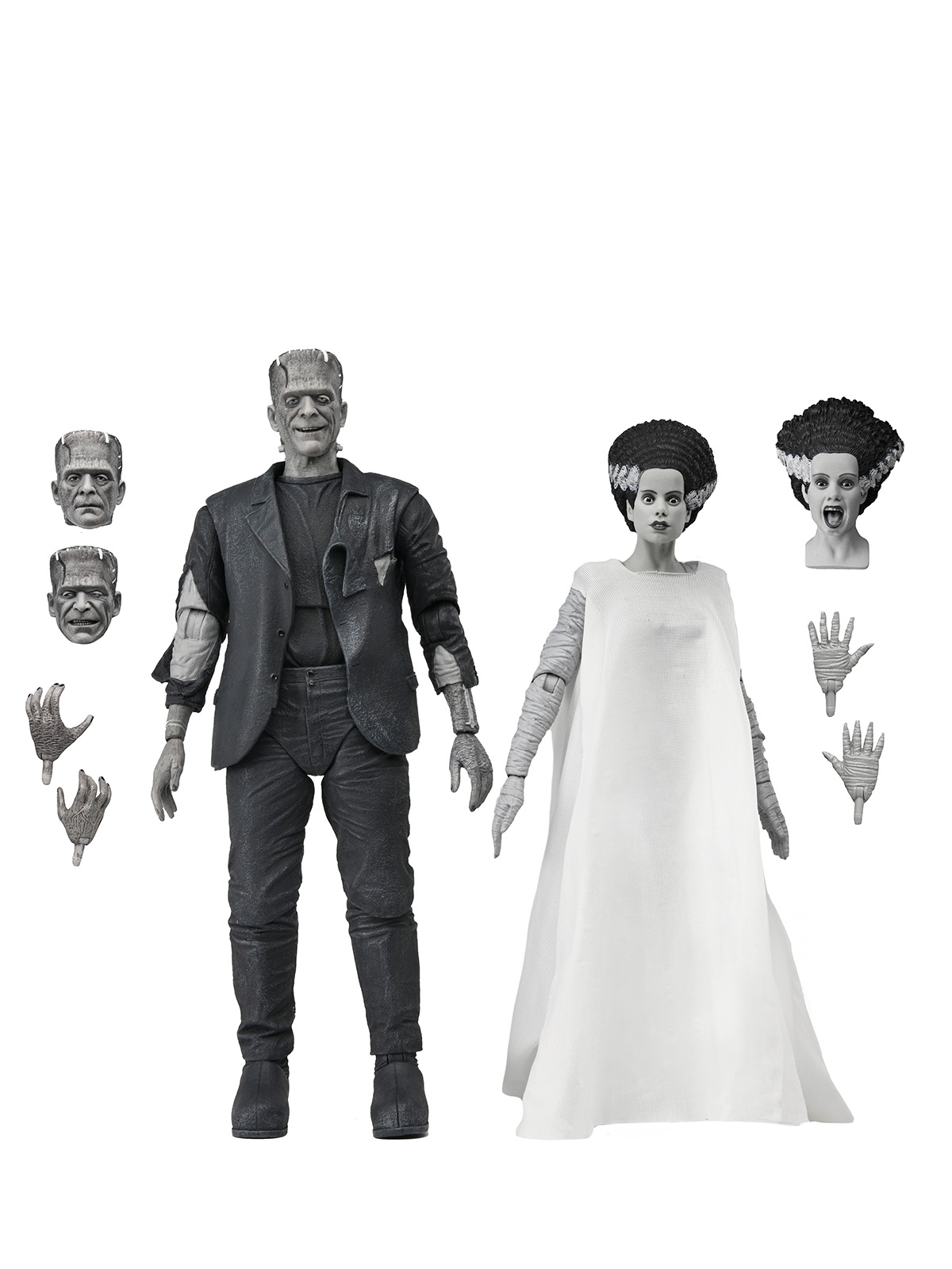 UNIVERSAL MONSTERS X BRIDE OF FRANKENSTEIN 90TH ANNIVERSARY - THE MONSTER & HIS MATE 2PK 7" FIGURES (B&W) - Image 2