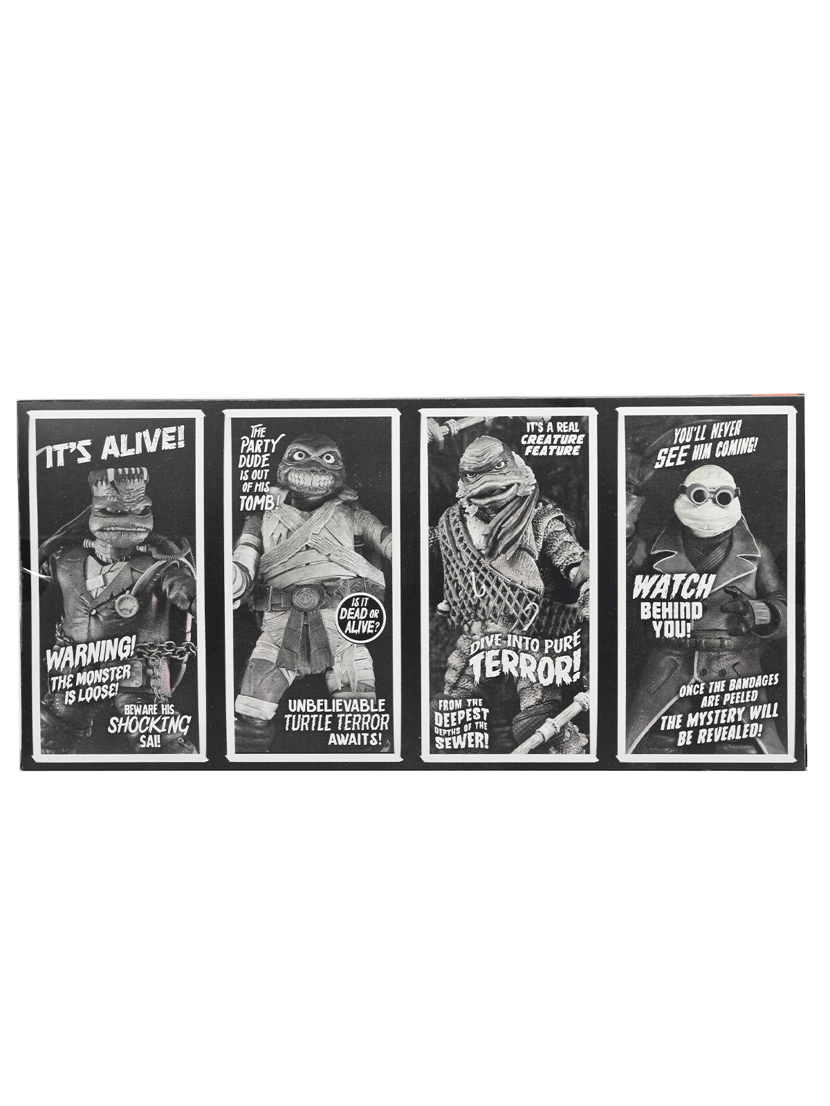TMNT X UNIVERSAL MONSTERS 4 PACK TURTLES BLACK & WHITE - 7" SCALE ACTION FIGURES - Image 11