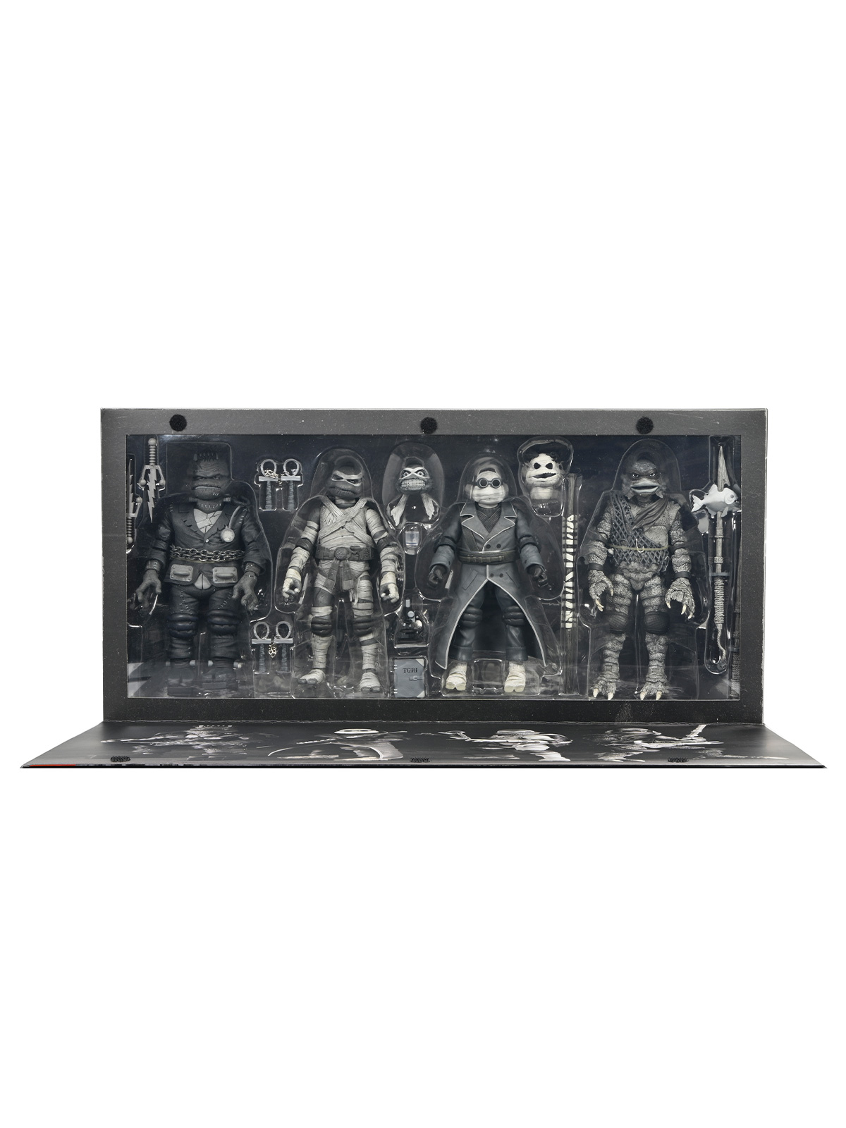 TMNT X UNIVERSAL MONSTERS 4 PACK TURTLES BLACK & WHITE - 7" SCALE ACTION FIGURES - Image 8